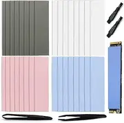 32 Pcs 3 X 0.8 Inch Silicone Thermal Pad, Reusable Therma Pad, Conductive Silicone Pad Each Thick, For Gpu Heatsink Cpu Chip Heat Conduction(2 Tweezers,2 Anti Static Brush, 1 Storage Box)4 Colors
