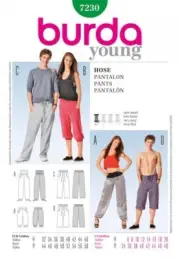 Burda Style Sewing Pattern # 7230 - Pants Trousers Menwear Sportswear Size 6-32