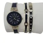 Anne Klein Women's Swarovski Crystal Accented Watch & Bracelet Set Gold Tone NEW