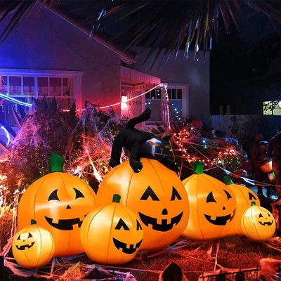 Joybest Halloween Inflatable Decoration 8 FT Long Inflatable 7 Pumpkins Patch La