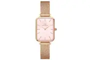 Daniel Wellington Quadro Pressed?Melrose Rose Gold Mesh Strap Ladies Watch