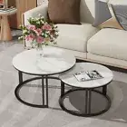 Wisfor Nesting Coffee Table Set Of 2 Round Solid Sintered Stone Top 23/28inch