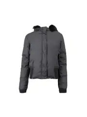 Black Waterproof Fur Trim Hooded Puffer Jacket