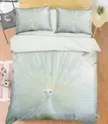 3D White Peacock NAO832 Bed Pillowcases Quilt Duvet Cover Set Queen King Fay