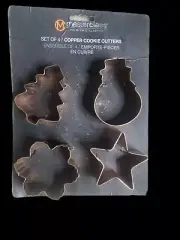New Set of 4 Master Class Copper Holiday Cookie Cutters Snowflake Snowman Star