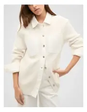 [Seed Heritage] Denim Rib Knit Jacket in Cloud Cream