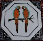 Octagon Marble Coffee Table Top Bird Design Inlay Work Bedside Table for Balcony