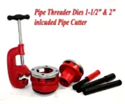 1-1/2" & 2" NPT PIPE DIES THREADER & RATCHET TYPE HANDLE W/ PIPE CUTTER #2