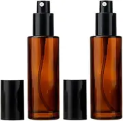 Happyupcity 2Pcs 120ml/4oz Empty Amber Glass Spray Bottles with Black Cap Refillable Small Fine Mist Spraying Bottles Cosmetic Sample Vials Travel Packing Storage Containers for Perfume Makeup Water