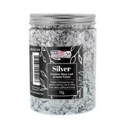 Metallic Foil Schabin Gilding Imitation Silver Leaf Flakes, 10 gm Bottle, Resin