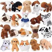 Sosation 20 Pcs Mini Plush Stuffed Puppy Bulk Dog Party Favor Gift Toy Soft Plush Dog for Goodie Bag Fillers Kids Baby Show Birthday Valentine's Day Gift Carnival Prize Party Supplies (Pretty Style)