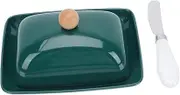 Mikinona 1Set Ceramic Butter Dish with Lid Cutter Multifunctional Cheese Tray Container for Snacks Parties Food Safe Tableware for Family Reunions Birthdays Elegant