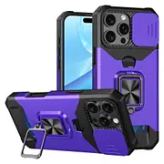 For iPhone 16 Pro Max Case, Camera Protection with Card Slot Cover, Purple