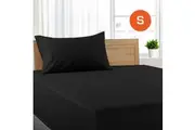 Single Size Black Color Poly Cotton Fitted Sheet + Pillowcase