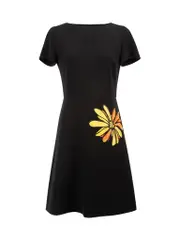 Boutique Moschino Black Flower Embroidered Mini Dress