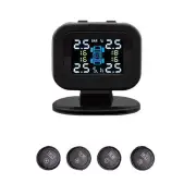 Mini Car TPMS Tire Pressure Monitoring System with External Tire Pressure Sensor Temperature Monitor LCD Display