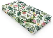 Green Tropical Leaves Floral Hummingbirds Changing Pad Covers Rainforest Monstera Leaves Diaper Changing Table Sheets for Boy Girl Soft Breathable Stretchy Fitted Change Table Pad Mats 32''x16''