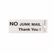 Sandleford 100 x 50mm No Junk Mail Thankyou Silver Self Adhesive Sign