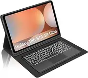 [Occtingkind] Keyboard for Samsung Galaxy Tab S10 Ultra 2024 and S9 Ultra 2023 14.6 inch, Case with Magnetic Removable Bluetooth Keyboard, QWERTZ, USB C, Trackpad, Backlight, Black