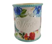 The Pioneer Woman Stoneware Utensil Holder Jar Crock Melody Floral Embossed