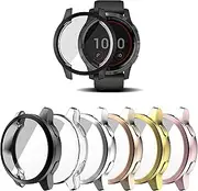 Screen Protector intended for Garmin Venu 2/ Venu 2s Case, Full of Cover TPU Soft Flexible TPU Silicone Shock-Proof and Scratch-Resistant Protector Cover Case intended for Garmin Venu 2/ Venu 2s Smartwatch (Black,Clear,Silver,Pink,Gold,Rose, Venu 2S)