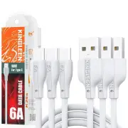 [3 Pack] Kingleen (K26S) 1M 6A USB to Type C Universal Fast Charging Data Cable Cord