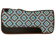 Teal Aztec Printed Nylon Top Contoured Felt Bottom Saddle Pad 31" x 32"x3/4" NEW