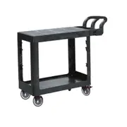 TCS New Heavy Duty 200kg Commercial Grade 2 Tier Utility Trolley - Black