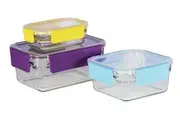 GLASSLOCK 3 PIECE TEMPERED GLASS FOOD CONTAINER PREMIUM OVEN SAFE SET