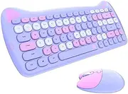 Wireless Keyboard Mouse Combo, 84-Keys Compact Wireless Keyboard and Mouse Set with USB Receiver2.4G Ultra-Thin Sleek Cute Cat Shape Design for Windows, for OS X, for Android