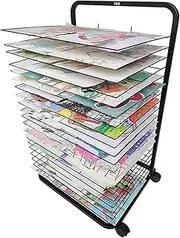 Mobile Metal Rack 20 Shelves,Art Drying Rack,Drying Rack with Wheels,Art Studio Organization and Storage,Space-Saving Shelves