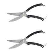 2x Cuisena Professional 25cm Poultry Shears Stainless Steel Kitchen Scissors BLK