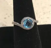 Pandora Radiant Embellishment Ring Sky-Blue #190968NBS +HINGED BOX +POLISH CLOTH