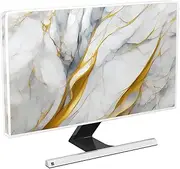 Baocicco Golden and Gray Marble Monitor Dust Covers 22, 23, 24, 25 Inch Artistical Panel Case Computer Monitor Covers Sleeve Compatible with PC Desktop and TV Anti-Static Dustproof Protective