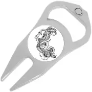 Peacock Outline Golf Ball Marker Divot Repair Tool Bottle Opener