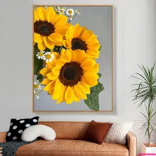 油畫-向日葵太陽花數字油畫diy減壓房間裝飾丙烯畫填充純手繪油畫