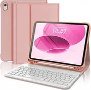 FOGARI Keyboard Case for iPad 11th Gen (A16 2025)/10th Gen (10.9" 2022), Detachable Bluetooth UK Layout Keyboard for iPad 11/10.9, Pink