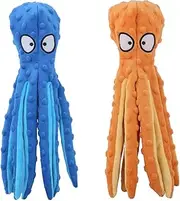 CPYOSN Dog Squeaky Toys Octopus - No Stuffing Crinkle Plush Dog Toys for Puppy Teething, Durable Interactive Dog Chew Toys for Small, Medium and Large Dogs Training and Reduce Boredom, 2 Pack