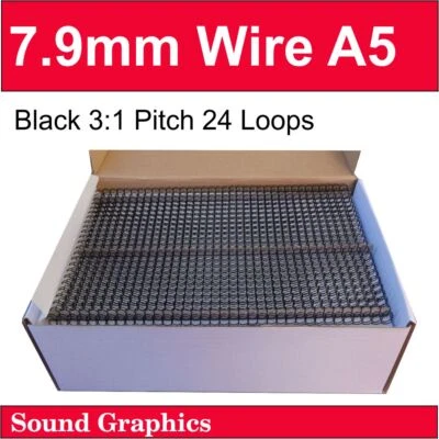 A5 TWIN LOOP BINDING WIRE 7.9mm, 8mm Or 5/16" Box of 250 - Black / White