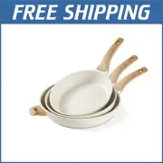 Elegant White Granite Nonstick Frying Pans Set - Durable & Easy to Clean