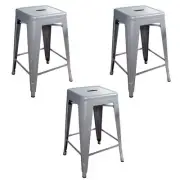 AmeriHome BS24SLVR3 Loft Silver 24 in. Metal Bar Stool - 3 Piece