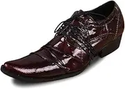[Generic] Oxford for Men Formal Shoes Lace Up StyleGenuine Leather Patent Leather Carving Pointed Toe High Heel Retro Solid Colors
