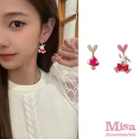 在飛比找momo購物網優惠-【MISA】韓國設計S925銀針可愛愛心兔子蘑菇造型耳環(S