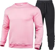[Generic] Men's Spring Winter Solid Color Suit Long Sleeved Top And Trousers Suit Warm Sweatshirt Sport Pant Set Suit Top for Men