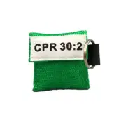 1 Green CPR Pocket Keychain Face Shield Mask with GLOVES