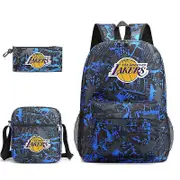 Three Piece Schoolbag Lakers Printed Pencil Bag Shoulder Bag-r Pattern Single shoulder bag