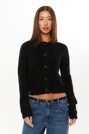 [Supré] Supré - Phoebe Fluffy Knit Cardigan - Black XL BLACK
