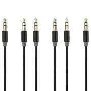 3x Gecko 1m 3.5mm Male to M Slimline Sound Wire Aux Cable For Smartphone Black