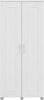Montreal Broom Pantry Storage Cupboard 2 Door Cabinet Unit White