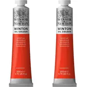 2x Winsor & Newton 200ml Winton Oil Colour Paint Artist/Painting Scarlet Lake